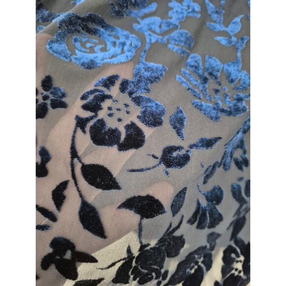 Laurie Felt Womans Top Sz L Dark Blue Burnout Velvet Fairy Whimsigoth Romantic - Picture 4 of 9